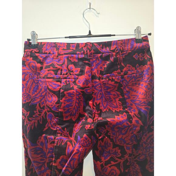The Essential Slim by Anthropologie Festive Floral Velvet Pants size 6 - Picture 6 of 9